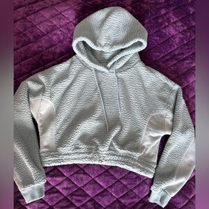 Cozy blue Sherpa Hooded Women's crop Top